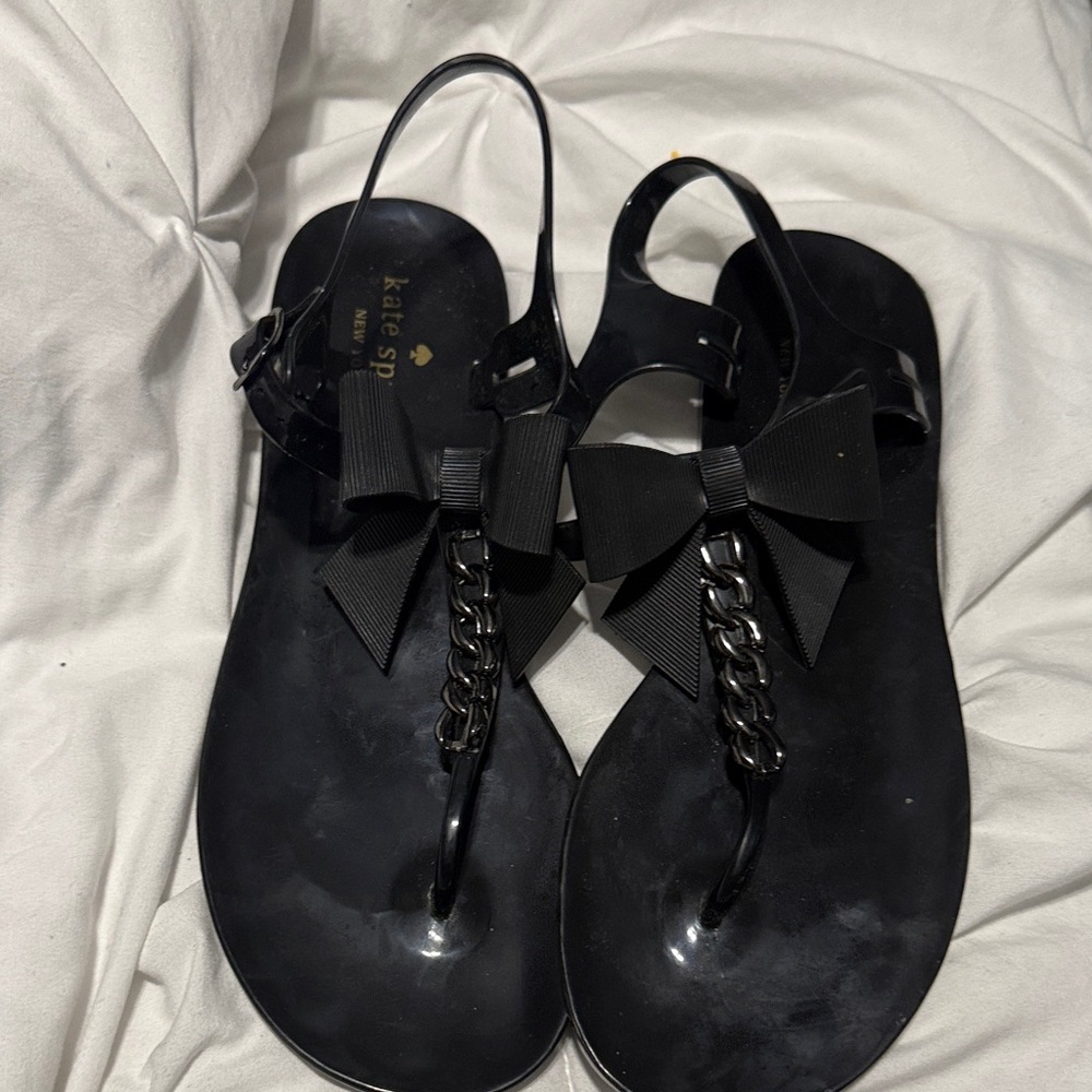 Kate Spade Black Chain Bow Sandals